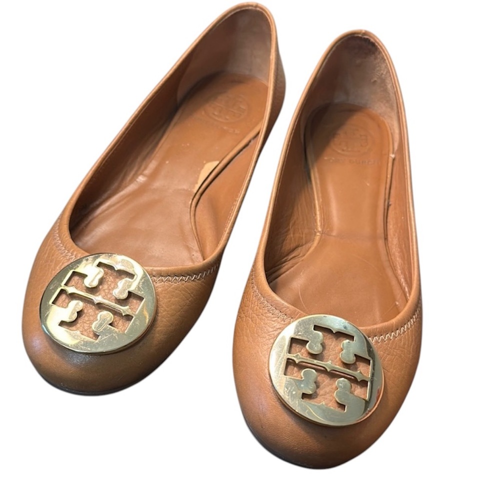 Tory Burch Reva Leather Ballerina Flats